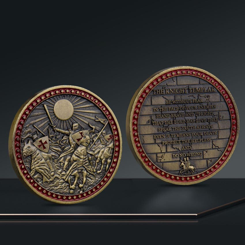 Commemorative Challenge Coin Red Cross The Knight Templar Crafts Armor Knight
