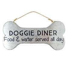 Doggie Diner Dog Bone Sign Metal Wall Decor Food & Water Served All Day