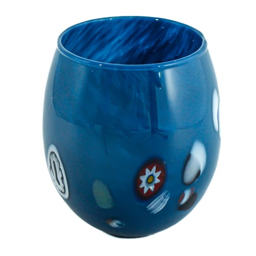 Blue Murano Glass Drinking Tumbler Millefiori Venice - Picture 2 of 5