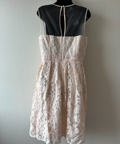 NWT Maggy London Dress Womens Size 14 Pale Pink Crochet Lined Tulle Sleeveless - Picture 11 of 18