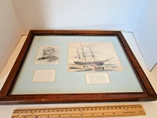 Vintage Framed Under Glass The Flying Cloud Sailing Ship Print Nautical History