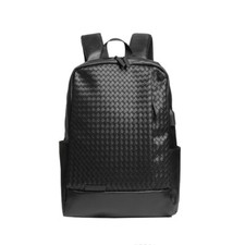 Men's Fashion Trend Large Capacity Leather Backpack Woven Texture Backpack