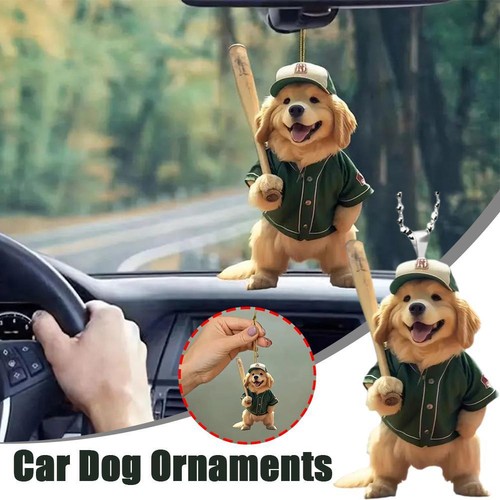 Smiling Golden Retriever Cool Dog, Car/ Backpack Pendant, 2D Acrylic