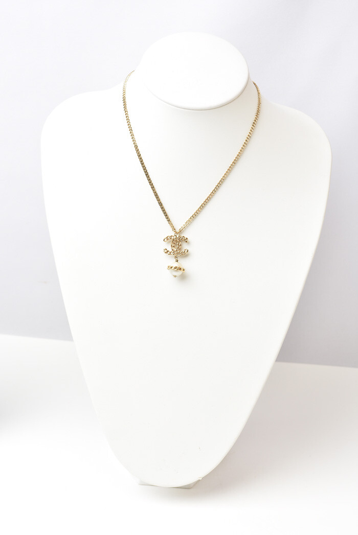 Chanel Necklace/Pendant CHANEL COCO Mark/CC Pearl Motif Gold | eBay
