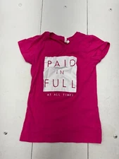Shein Pink "Paid In Full" Graphic Print Short Sleeve Shirt Womens Size XL