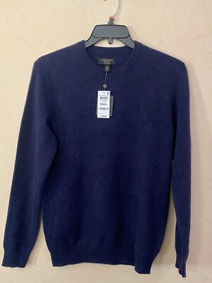 CLUB ROOM S CASHMERE SWEATER CREW-NECK PULLOVER NAVY HEATHER 2 PLY