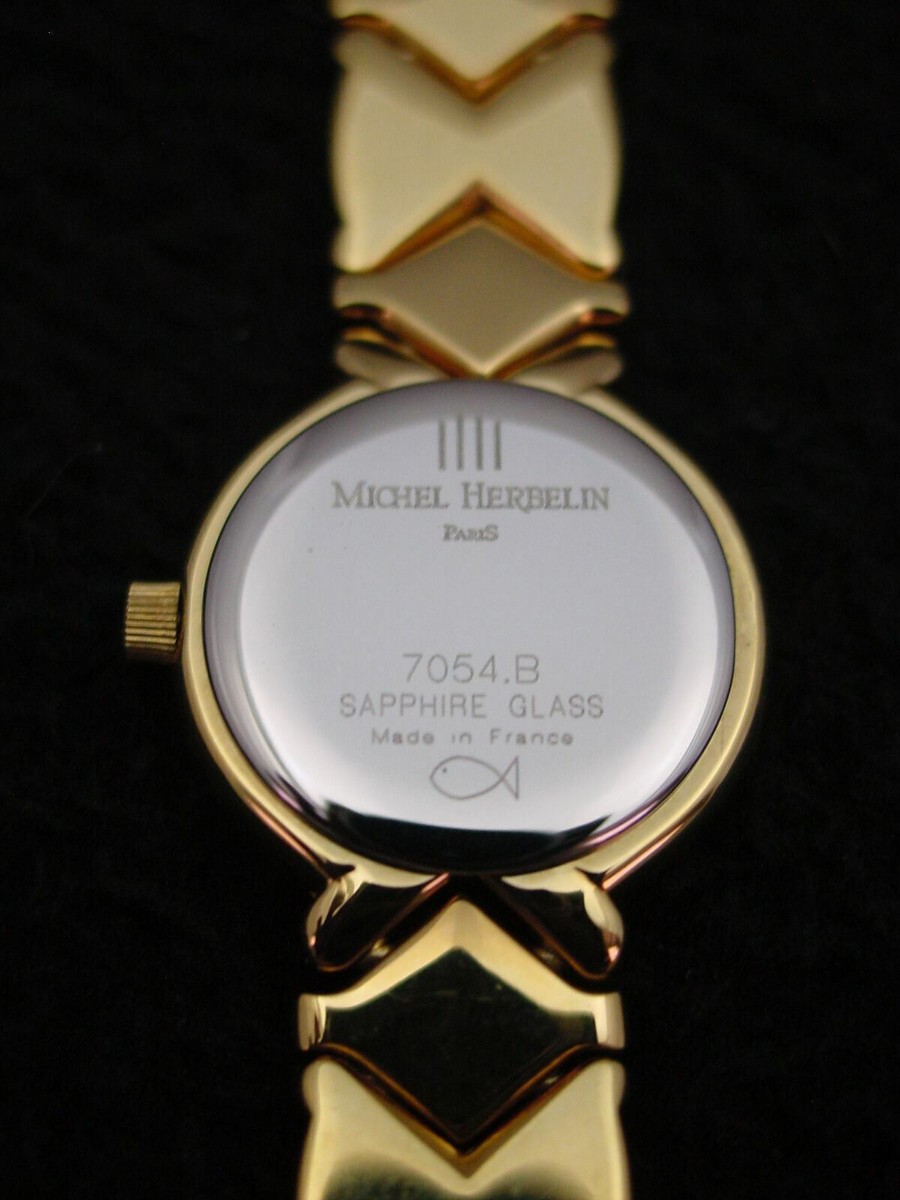 Wristwatch, Lady's, Michel Herbelin, Gold-Plate Sapphire, 3 Wristwatch, Lady's, Michel Herbelin, Gold-Plate Sapphire, 3