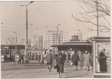 Foto AK DDR Dresden 1969 ! Postplatz mit Käseglocke Telefonzelle Strassenbahnen