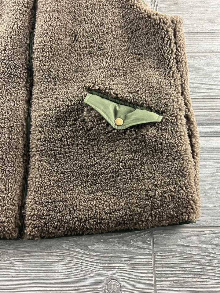 Chaleco de peluche Sundance Catalog Kaia para mujer Sherpa marrón verde Foto 2 de 4