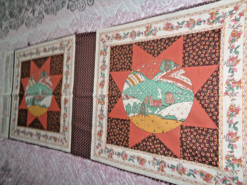 2 "PATCHWORK LANDHAUS" KISSENBAHNEN 16" x 16" STOFF