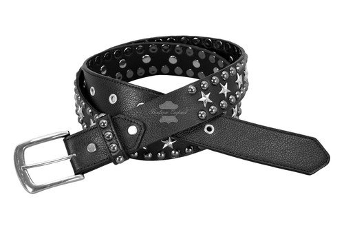 Cinturones tachuelas de cuero negro punk gótico estrella de cuero real con cinturón de con tachuelas para hombre | eBay