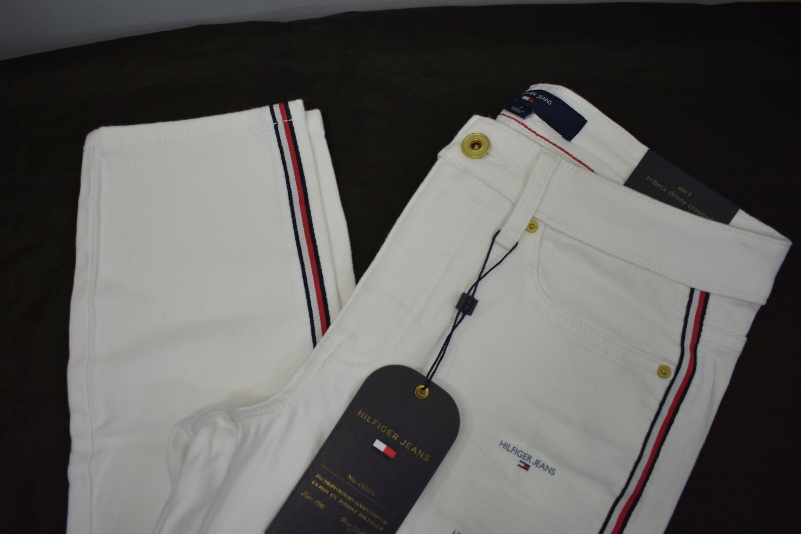 Tommy Hilfiger Women's Essential Cropped Stripe Jean White  sz 2 NWT image 7