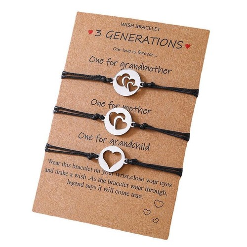 3x Mother Daughter Bracelet Back to School Gifts Matching Cutout Heart Bracelet