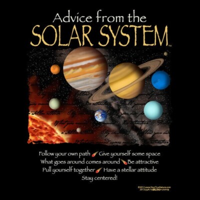 Solar System T-shirt S M L XL 2XL Unisex Advice Black 100% Cotton