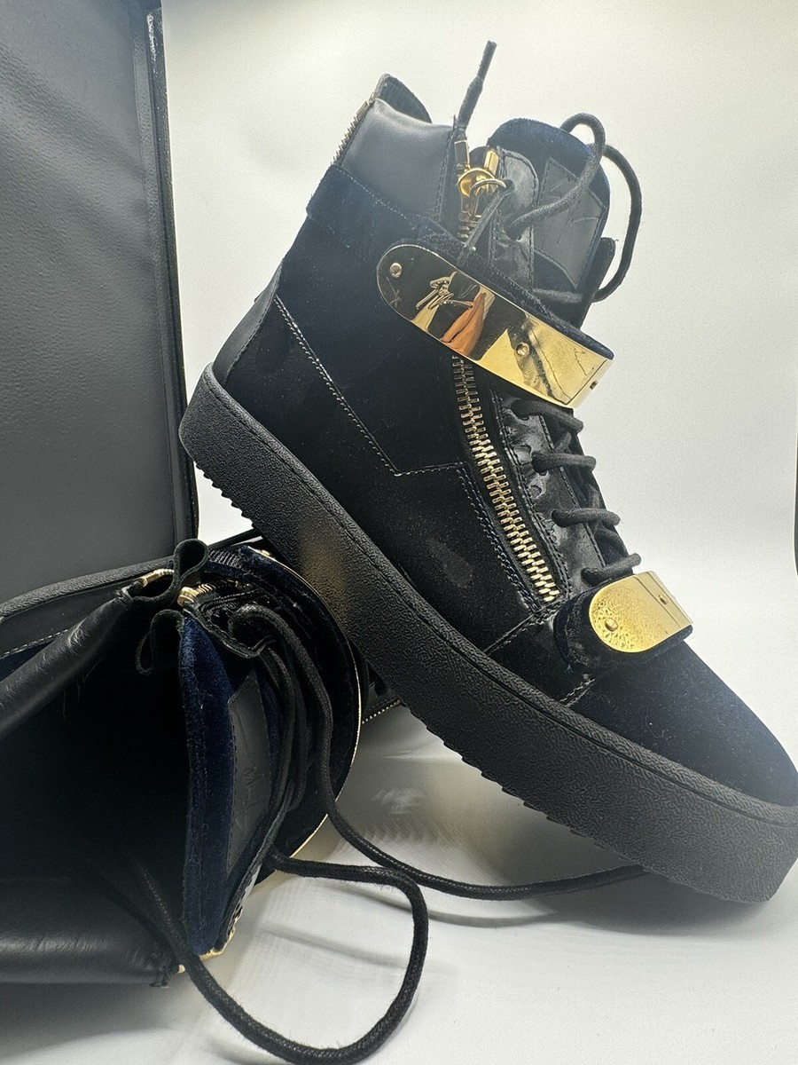 Giuseppe Zanotti Mens 44 Kriss Navy Velvet Zip Mid Top