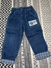 osh kosh b’gosh vintage boys denim line jeans 2T Made In USA Plaid cuffs