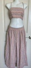 Forever 21 Two PIece Women’s Striped Linen Bandeau Top  Small & Medium Bottoms