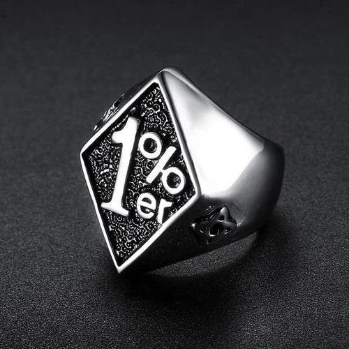 Anillo para motociclista de acero inoxidable 1% er uno por ciento fuera de la ley para hombre talla 8-13 - Imagen 25 de 32