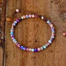 Natural Sea Sediment Jasper Stone Bracelet Gemstone Dainty Bracelet Handmade