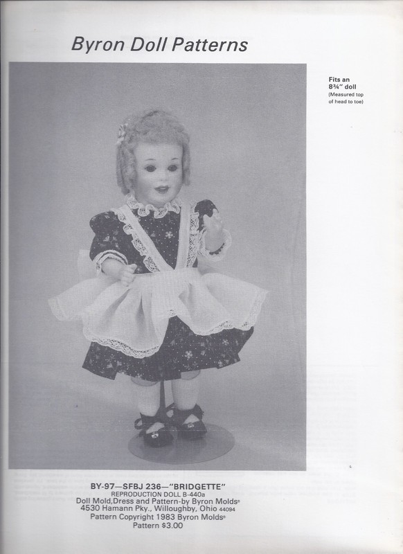 Byron Doll Dress Pattern 8 3/4" For a Modern or Antique Doll