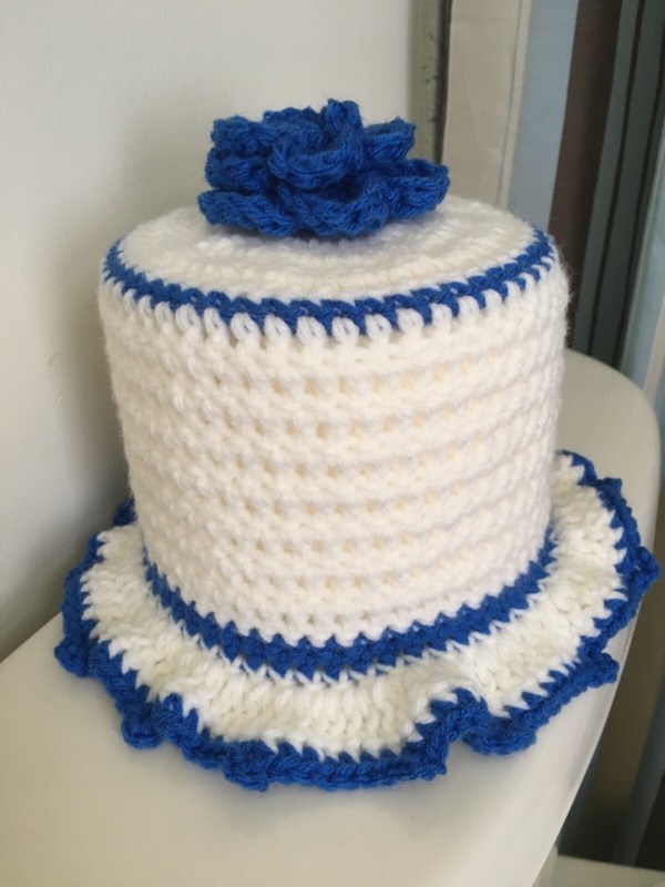 Toilet Paper Cover-Blue/White 