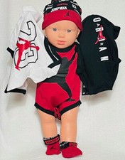 AIR JORDAN BABY boys 5-Pc GIFT Set: Bodysuits/Rompers ,Cap Booties 0-6 Months.