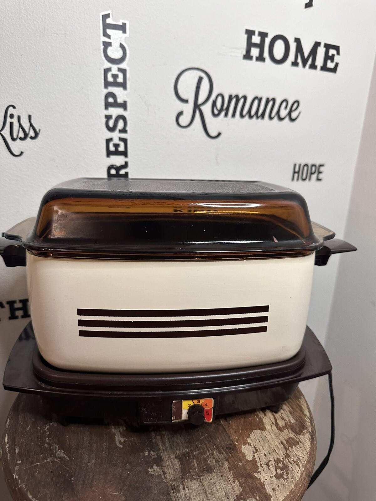Vintage West Bend Slow Cooker 4qt Automatic Brown Stripe SlowCook eBay