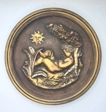 Vintage 3D Relief Wall Plaque French Art Nouveau Summer "Ete" 10" U208