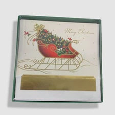 Masterpiece Studios Cards Holiday Sleigh Set of 16 Greeting Cards and Envelopes