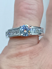 Vintage Promise Engagement Ring CZ Cubic Zirconia Multi Stone Silver Tone Size 7