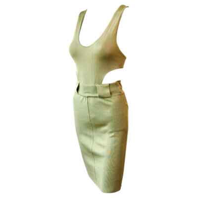 Azzedine Alaia S/S 1985 Vintage Plunged Cutout Bodycon Green Dress | eBay Azzedine Alaia S/S 1985 Vintage Plunged Cutout Bodycon Green Dress | eBay