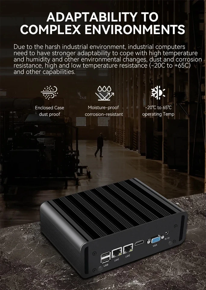 Intel N100 i5 5200U Fanless Industrial Mini PC Dual LAN 2xCOM RS485 6USB 4G SIM - Image 4 of 4