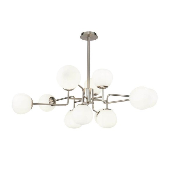 Maytoni Erich Kronleuchter, HäNgeleuchte 12X E14 Nickel Weiss Glas-image