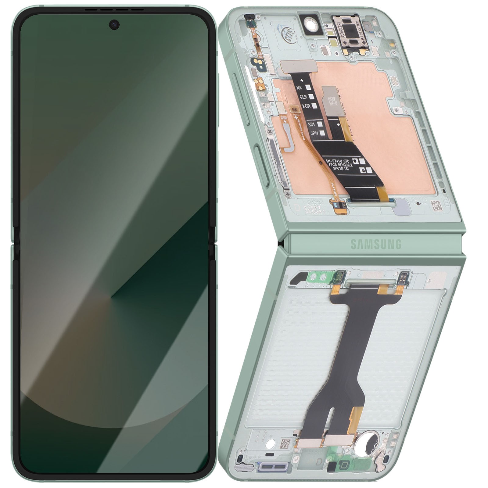 Écran AMOLED Galaxy Z Flip 6 vert eau pour réparer tactile cassé