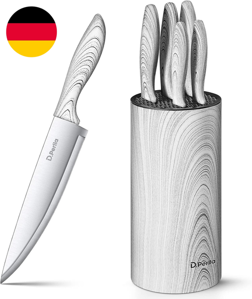 D.Perlla Messerset, 6-Tlg Scharf Edelstahl Messerblock Mit Messer, Abnehmbar FüR-image