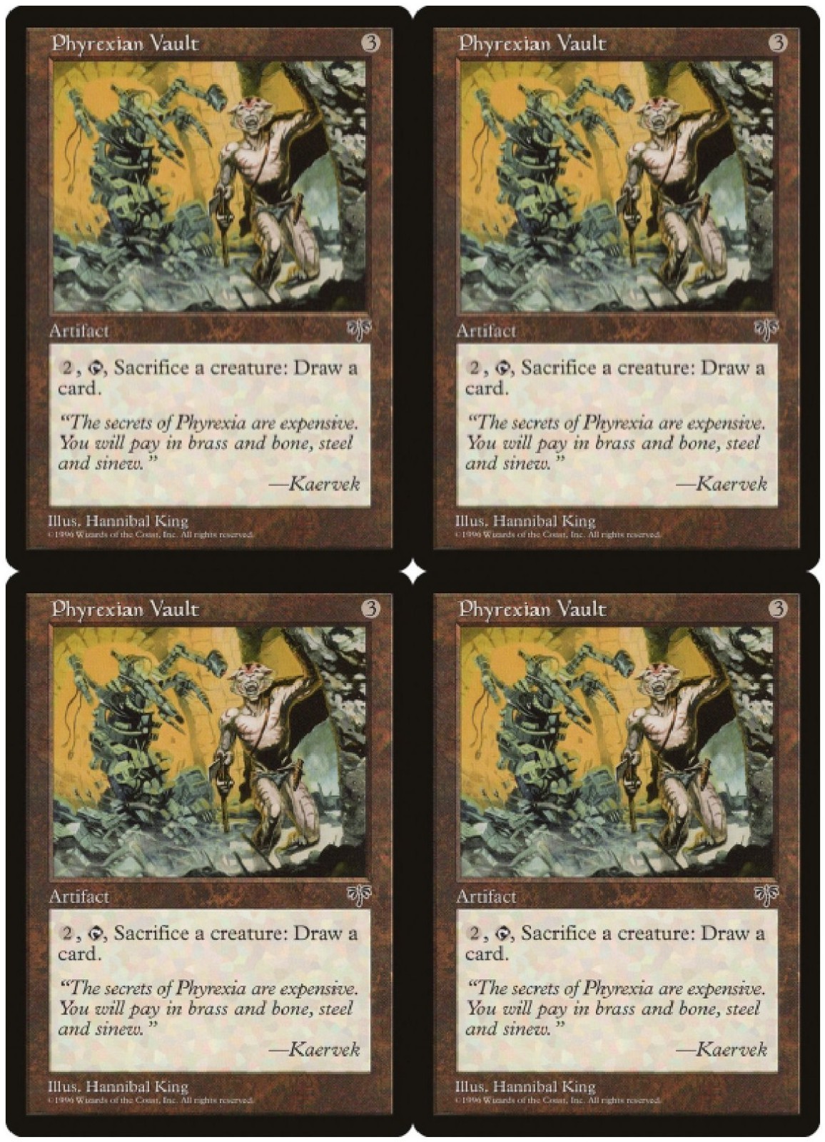 MTG Phyrexian Vault x4 Mirage Uncommon LP Playset