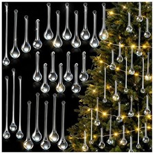 Glass Raindrop Christmas Ornaments Clear Crystal Hanging Ornaments Decorations