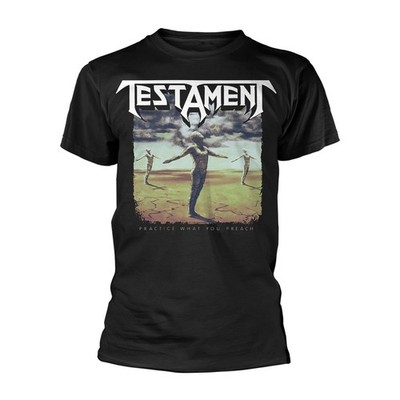 TESTAMENT - PRACTICE WHAT YOU PREACH BLACK T-Shirt, Front & Back Print Small