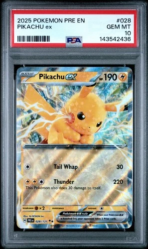 2025 POKEMON PRE EN-PRISMATIC EVOLUTIONS #028 PIKACHU EX PSA 10