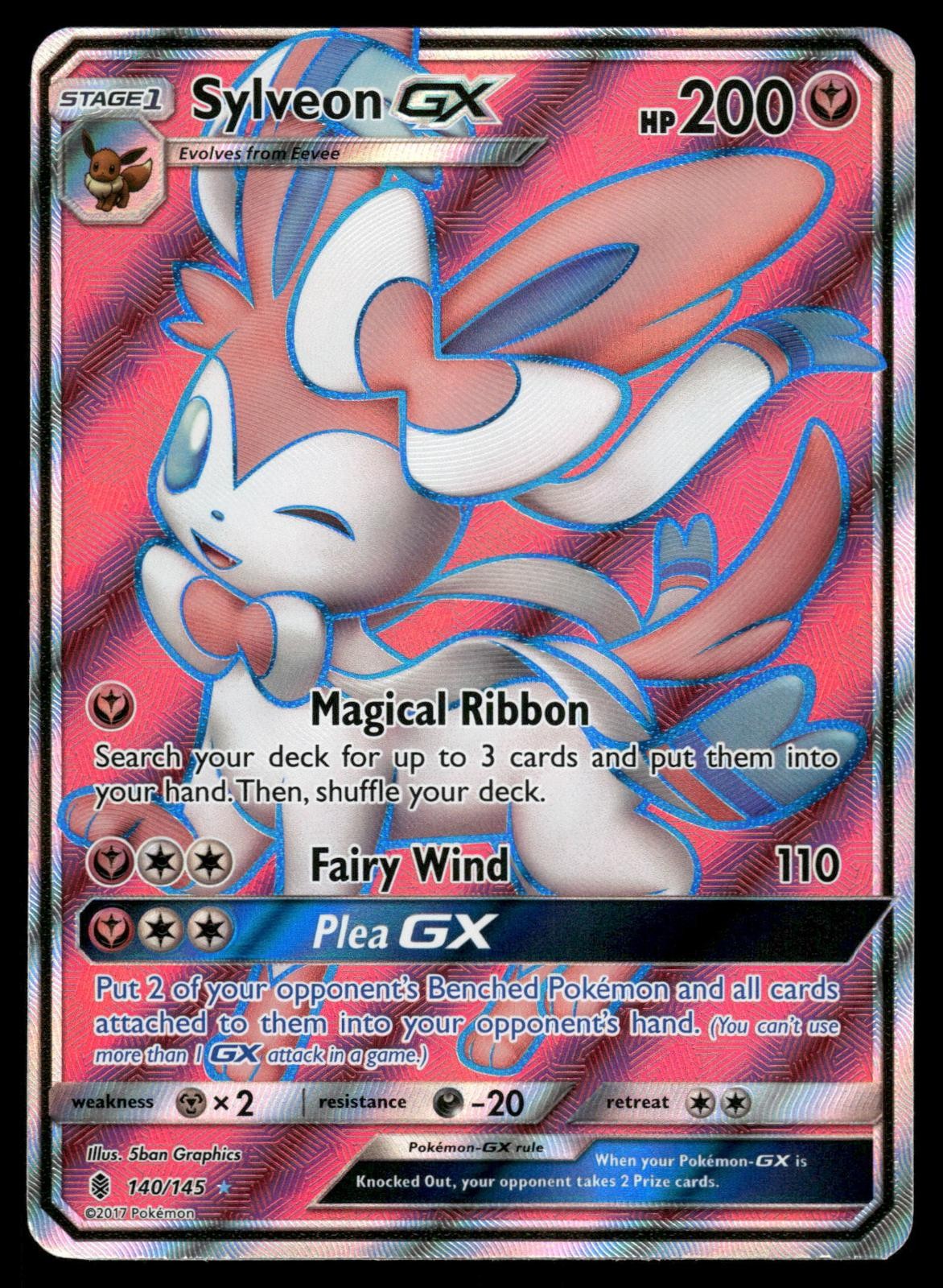 Sylveon GX (Full Art) 140/145 Holo Ultra Rare Guardians Rising Pokemon Near Mint