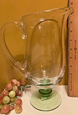 Waterford Marquis Glass Jug Bermuda Footed Crystal Pitcher Green Stem 10"H NEW
