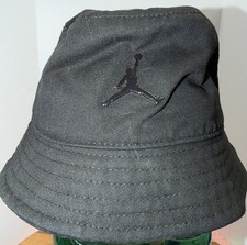 TODDLER YOUTH SIZE JORDAN BUCKET HAT BLACK ON BLACK METAL LOGO VERY GOOD COND 27