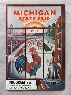 Scarce used 1957 MICHIGAN STATE FAIR PROGRAM DETROIT MICHIGAN