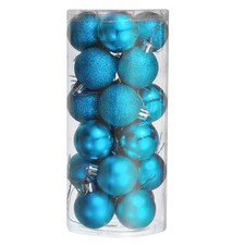 24Pcs 1.5" Christmas Balls Ornaments Shatterproof Hanging Balls Blue