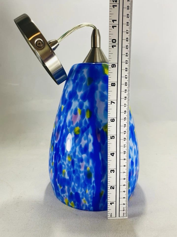 Colgante de luz colgante de vidrio de Murano Hampton Bay azul cobalto vidrio artístico retro 10 pulgadas Foto 3 de 4
