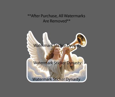 Angel Blowing Trumpet Sticker Waterproof Decal Clouds Angel Religious Gift NEW
