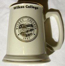 Wilkes College vintage ceramic stein made in USA Wilkes-Barre Pennsylvania