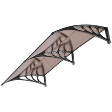 40" x 80" Stylish Polycarbonate Awning - Brown Canopy with Secure Black Brackets