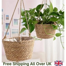 Macrame Plant Hanger Jute Rope Basket Hanging Flower Pot Holder Indoor Garden UK