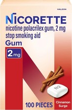 Nicorette Nicotine Gum, Stop Smoking Aids, 2 Mg, Cinnamon Surge, 100 Count